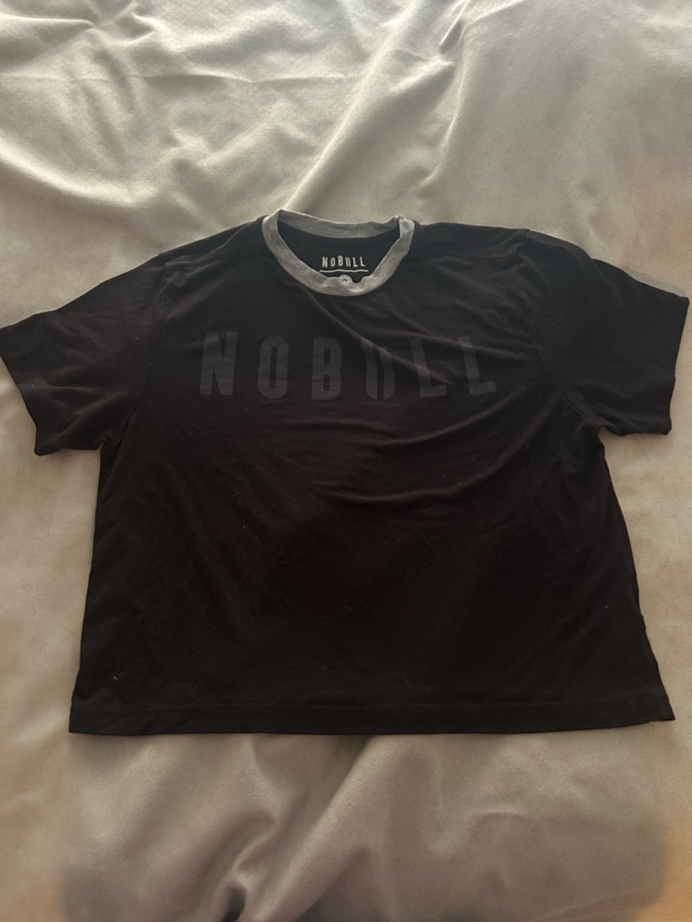 NOBULL Black Crop Tee with Gray Trim